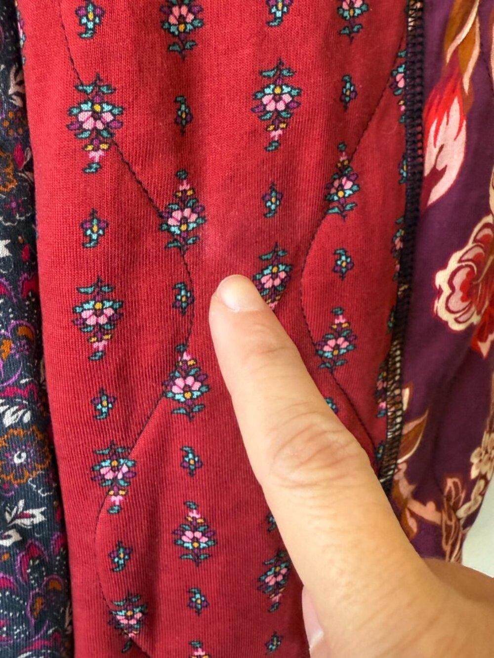 Sundance Linnea Robe Jacket Patchwork Sherpa Lined Boho Multicolor Floral Hooded - Picture 3 of 8